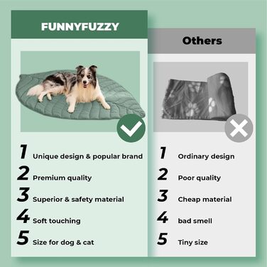 М'яка підстилка для собак та котів FUNNY FUZZY, двостороння, з дизайном листя, машинне прання, для ліжка, дивану, підлоги, захист меблів, колір гінкго-жовтий