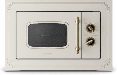 Мікрохвильова піч Klarstein Victoria 20 - вбудована, 20 л, 800 Вт, гриль 1000 Вт, нержавіюча сталь, з рамкою, кремовий колір