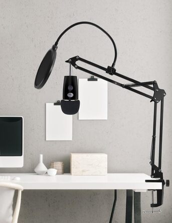 Тримач для мікрофона на подовжувачі, регульований кріплення для Blue Yeti, Yeti Nano, Elgato Wave, HyperX QuadCast, Fifine AM8 та інших мікрофонів, з різьбою 3/8' - 5/8' 1/4', поп-фільтр, кріплення для мікрофона
