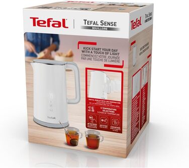 Електричний чайник Tefal Includeo KI5338, 1.5 л, 2400 Вт, білий — з протиковзаючою ручкою та знімним фільтром