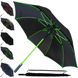 COLLAR AND CUFFS London XL Golf Umbrella - Windproof, Fiberglass Ribs - Automatic Open/Close - Red & Green - Large 154cm