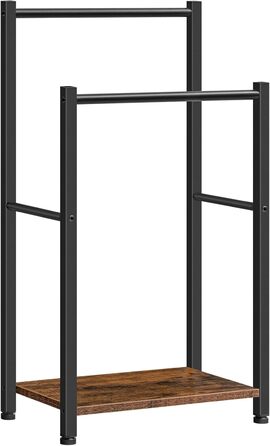 HOOBRO Тримач для рушників, підставка для рушників, рейли для рушників стоячі з 2 перекладинами, для рушників, одягу, ковдр, газет, економія місця, стабільний, білий та натуральний колір EWN02LB01 Білий + Натуральний (Темно-коричневий + Чорний)