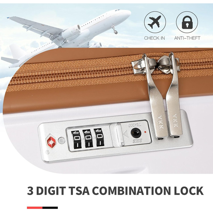 Набір валіз KONO 4 шт. з ABS, TSA-замок, коліщата-двійники, M-L-XL, білий