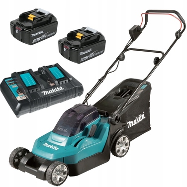Акумуляторна газонокосарка Makita DLM382PT2 LXT 36V (2x18V) з 2-ма АКБ по 5Ah, ширина зрізу 38 см, травозбірник 40 л