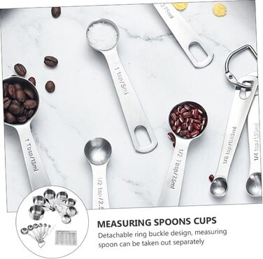 Amosfun Measuring Cup and Spoon Set: 7 Measuring Cups, 7 Measuring Spoons, Stainless Steel, Measuring Scale for Baking