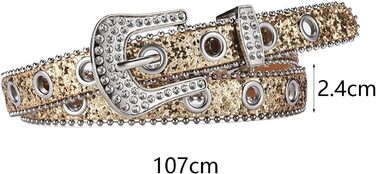 Жіночий пояс Fenteer з стразами, джинсовий, з пряжками, шкіряний, 3,5 см (Золотий, 2,4 см)