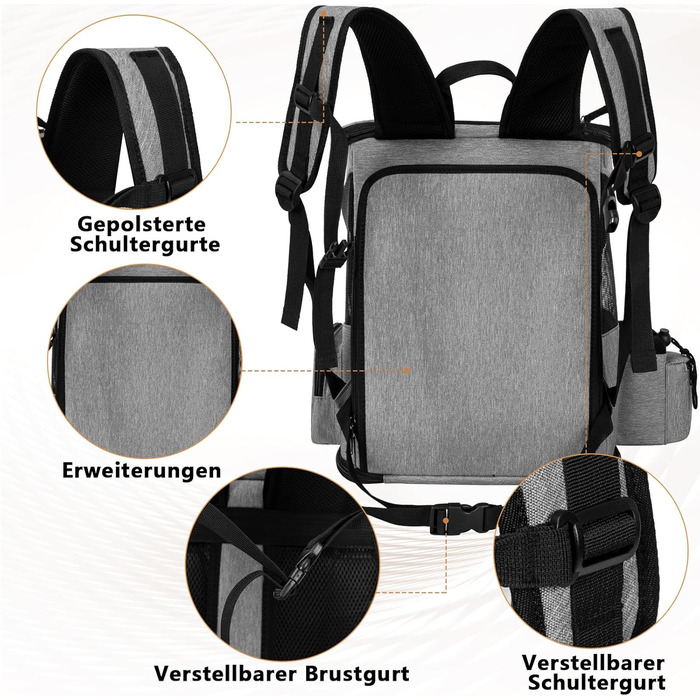 Рюкзак для собак, переноска для тварин, сірий, розширюваний, для собак маленьких порід, вантажопідйомність 10 кг