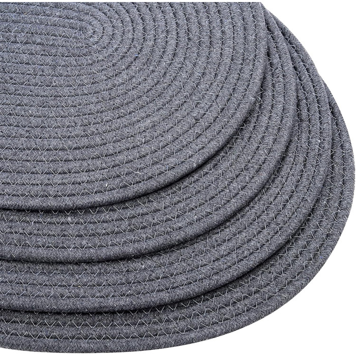 Fanquare Oval Woven Placemats Set of 6 Dark Grey Cotton Rope Braided Placemats Heat Resistant Washable Non-Slip Table Mats for Kitchen Dining Table, Home Decoration 30x40cm