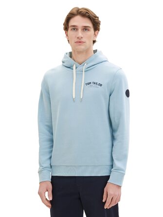 Чоловічий худі Tom Tailor з логопринтом, бежевий (розмір M, колір Dusty Mint Blue), арт. 26199