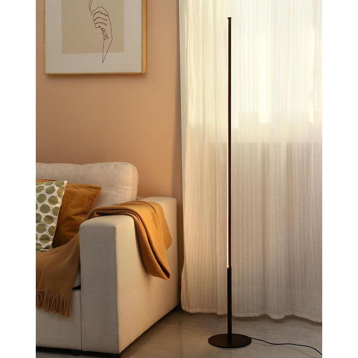 LED торшер EDISHINE для вітальні, спальні, офісу, 146 см, диммування, тепле світло 3000K, чорний (2 шт.)