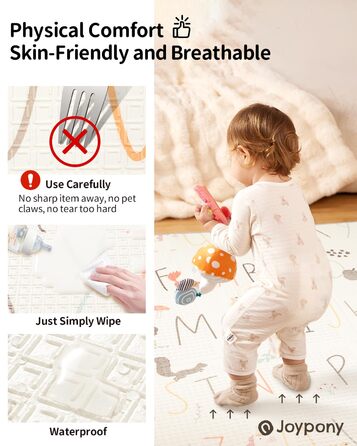 Дитячий килимок для ігор Krabbelmatte, 150x180 см, водонепроникний, антиковзкий, з сумкою для перенесення, алфавіт