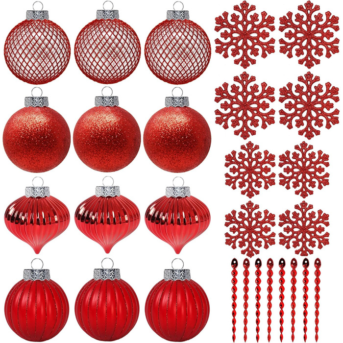 Набір прикрас для ялинки SLEETLY 28 шт. Біле золото: кулі, крижані шматочки та сніжинки (Рожевий)