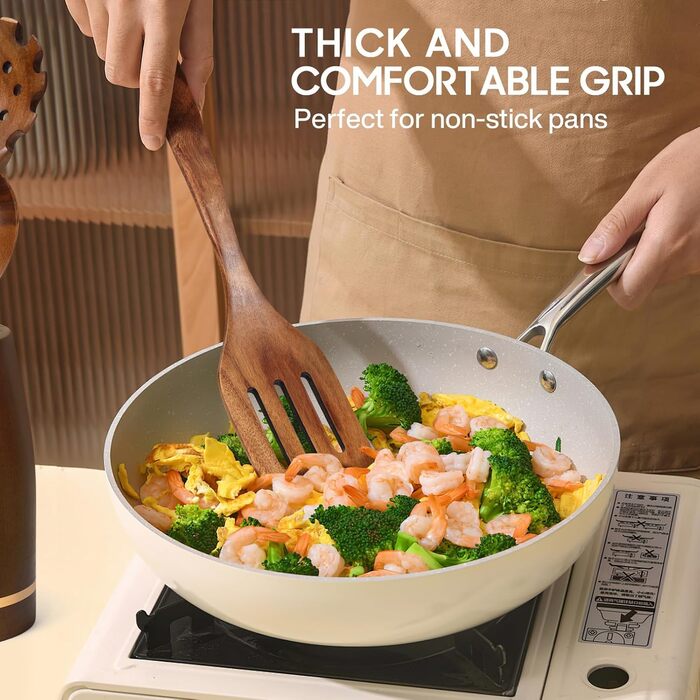 Набір дерев'яних лопаток для приготування їжі Spardar (7 шт.) - лопатки, шумовки, сита, ложки для салату