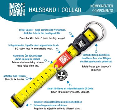 Нашийник для собак Max & Molly Gotcha! з Smart ID, преміум-якість, для великих собак, водонепроникний, зручний, регульований, ширина 2.5 см