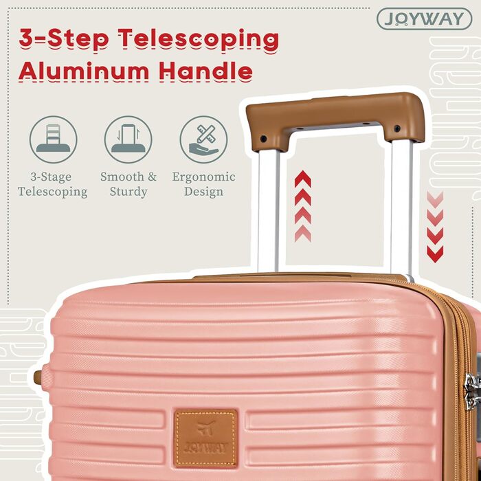 Набір валіз Joyway для ручної поклажі, розширюваний, з TSA-замком (рожевий)