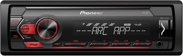 Автомагнітола Pioneer MVH-S120UI 1-DIN з RDS, USB, AUX, підтримкою Android та iPhone, чорна/червона