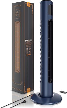 Вентилятор підлоговий Brandson з пультом керування, 96 см, 3 швидкості, осциляція 60°, темно-синій (Dark Navy Blue)