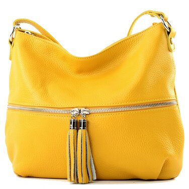 Жовта жіноча шкіряна сумка-месенджер Modamoda T159 ручної роботи з Італії