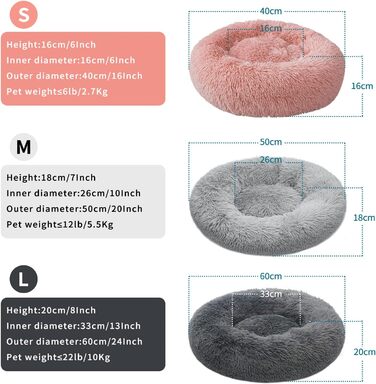 Килимок для котів та собак 50/60 см, м'який, плюшевий, круглий, антиковзаючий, легко миється