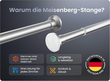 Штанга для душу без свердління 160-210 см, срібна, Ø 25 мм, телескопічна, з кріпленнями - для ванної, душової кабіни та перегородки (90-160 см, нержавіюча сталь)