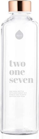 EQUA large drinking bottle with faux leather cover, 750 ml, made of borosilicate glass, BPA-free and leak-proof. (Sage)