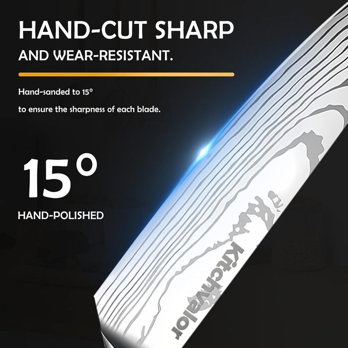 Ніж кухарський Kitchvalor 6 дюймів (15 см) з високоякісної сталі, кухонний ніж для нарізання та шинкування, ергономічна ручка, подарункова коробка (Santo Knife)