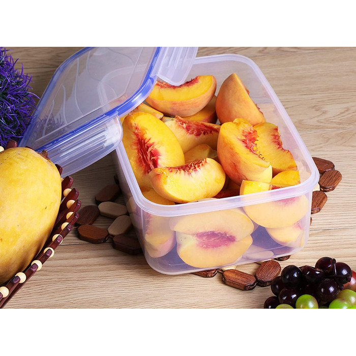 Набір контейнерів KICHLY 24 шт. з кришками: 12 контейнерів та 12 кришок. Герметичні контейнери для зберігання продуктів, Meal Prep, заморожування. Без BPA. Організатор для кухні (Блакитний)