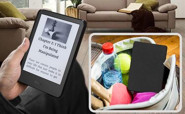 Чохол TOKILO для Kindle 6 (11-го покоління 2024/2022), м'яке PU-шкіряне покриття з авто-ввімкненням/вимкненням, чорний