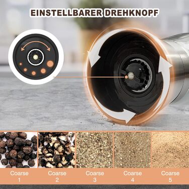 Набір меланець для солі та перцю KitchenBoss з керамічним жорном, з нержавіючої сталі, для солі, перцю, чилі (без наповнювача)