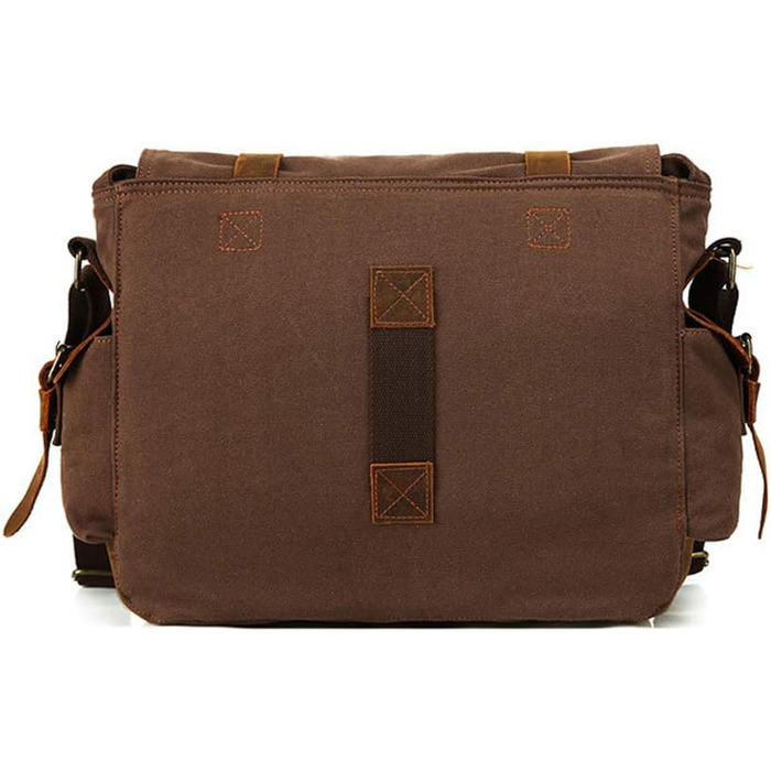 Вінтажна військова сумка через плече з натуральної шкіри та канвасу Sechunk, для ноутбука 15 дюймів, сумка-месенджер, колір кавовий