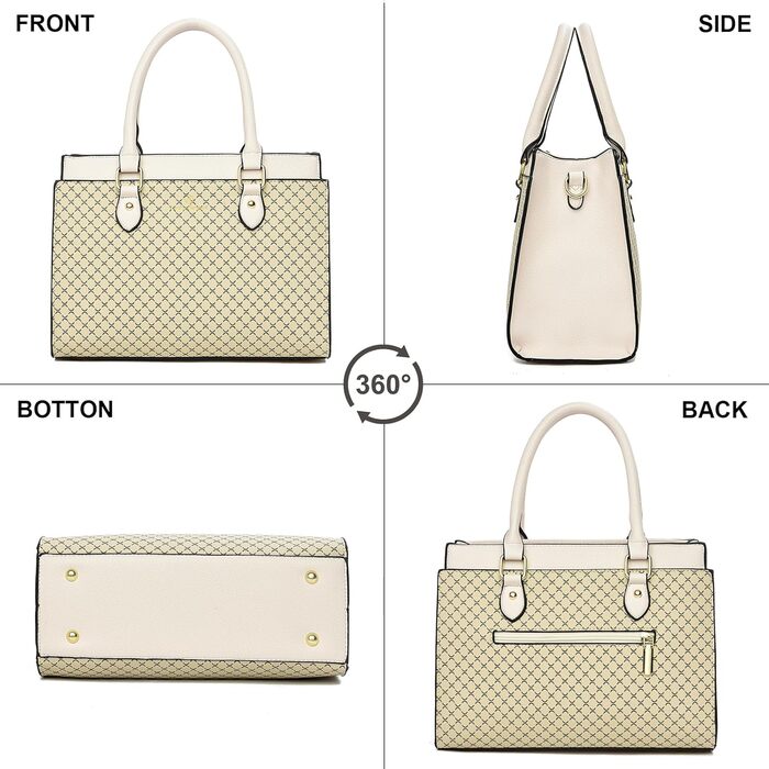 Стильна жіноча сумка-шопер KURGOOL з двоколірної шкіри бежевого кольору, дизайнерська сумка через плече з ручками