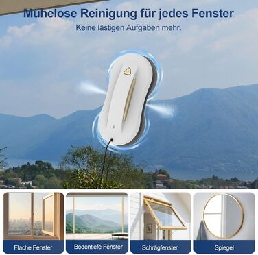 Робот для миття вікон Fensterputzroboter W3 Gold з функцією подвійного розпилення та пультом ДУ для внутрішніх та зовнішніх вікон, для висотних будівель, комплект з 10 серветками