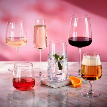 Набір келихів Krosno для білого, рожевого вина та Prosecco, 4 шт, об'єм 650/480 мл, сучасна колекція, ідеально для дому, ресторану та кухні, безпечні для миття в посудомийній машині