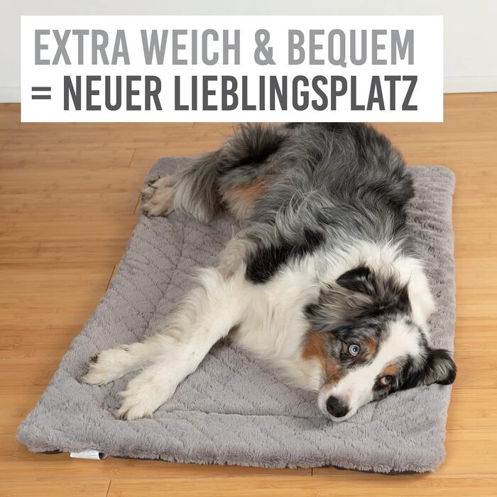KaraLuna Dog Mat 80 x 55 cm for home & on the go | Washable | 3 sizes available | Dog blanket, dog cushion, padded dog blanket, fluffy (Large, Brown)