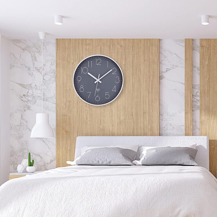 NESIFEE Funkuhr Wall Clock No Ticking Silent Wall Clock Easy to Read Clock for Kitchen Living Room Radio Wall Clock Large 30 cm Living Room Clock Radio Clock Wall Clock Modern Wall Clocks Radio Clock Silent No Ticking