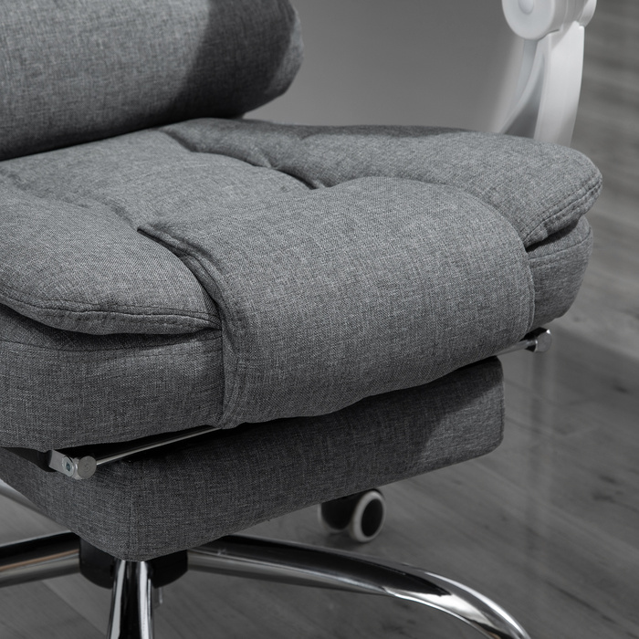 Vinsetto Ergonomic Office Chair with Folding Footrest, Height Adjustable & Reclining, Metal Grey for Home Office Comfort
