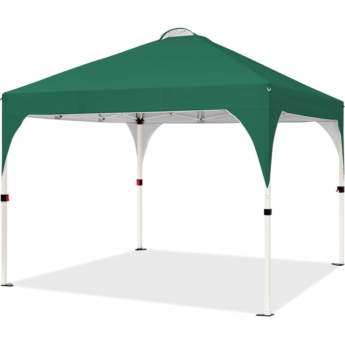Yaheetech Folding Gazebo 2.4 x 2.4m Pop-Up Gazebo, Height Adjustable Garden Gazebo, Waterproof & Sun Protection Party Tent Garden Tent with Rolling Carry Bag for Outdoor Market Garden Yard, (Dark Green, 3x3m)