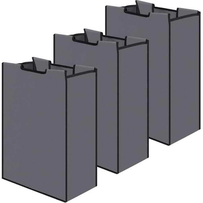 Laundry Sorter, Replacement Bags, Removable Replacement, Laundry Storage, Organizer, Without Hooks, 37 x 21 x 55 cm, Dark Grey, 3 Pieces