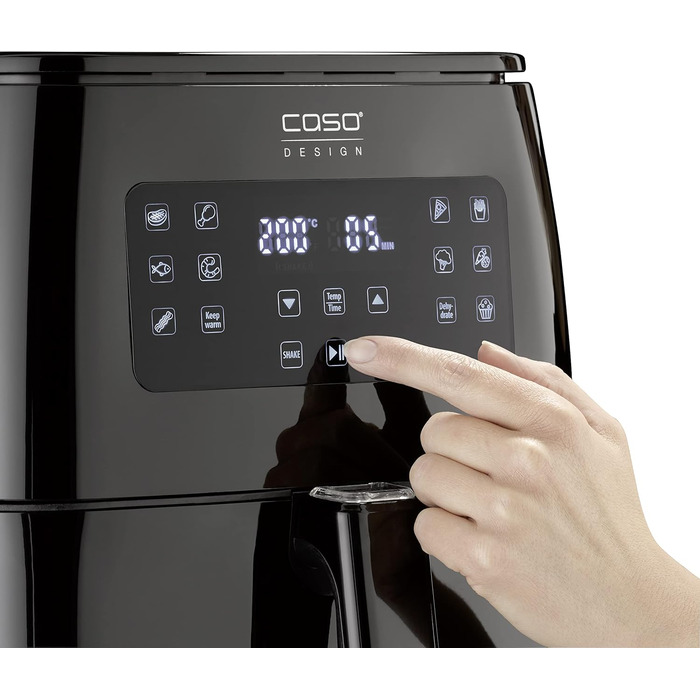 CASO AF 600 XL - large hot air fryer with a 6L basket volume, 12 automatic programs, sensor-touch control, timer from 1-60 minutes, removable basket (dishwasher-safe)