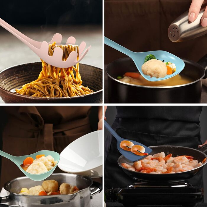 Empava Kitchen Helper Set of 4 - (Turner, Ladle, Slotted Spoon, Spaghetti Spoon) Kitchen Utensils, Turner Plastic, Ladle, Skimmer, Spaghetti Spoon, Kitchen Helpers