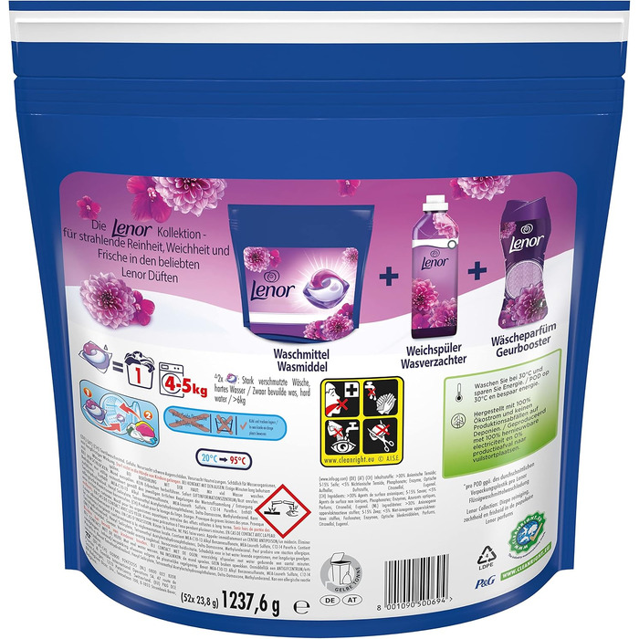 Капсули для прання Lenor All-in-1 Color для кольорових речей, Amethyst Blütentraum, 104 прань