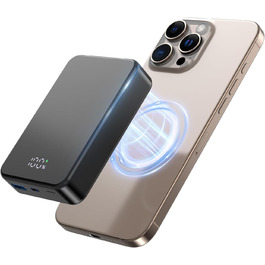 Магнітний портативний Power Bank 26800mAh з USB-C, для iPhone 16/15/4/13/12 та Android, сірий/чорний