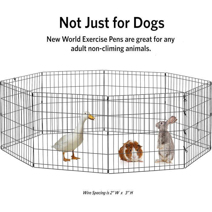 New World Dog Playpen & Exercise Pen - No Door, Black E-Coating, 61x76cm (61x61x18in)