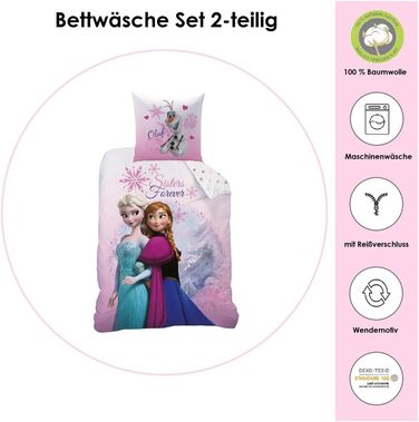 Комплект постільної білизни Disney Frozen/Ice Queen, рожевий, 135x200 см, 80x80 см