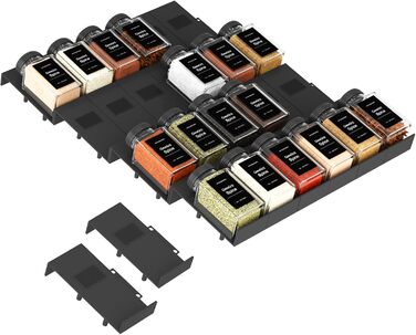 Організатор для спецій Famhap, 24 шт. - полиці для спецій у ящик, чорний