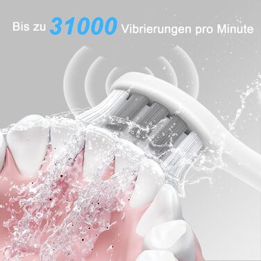 Електрична зубна щітка для дорослих з акумулятором 240 днів, 8 насадок, 3 режими, таймер 2 хв, IPX7 водонепроникна, біла