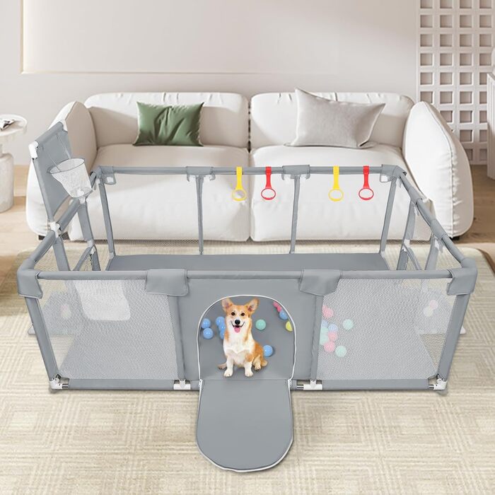 Лягувачка для цуценят з дверцятами, 180x120x66 см. Міцний загін для цуценят та маленьких собак з нейлону, легко миється, для використання в приміщенні та на вулиці.