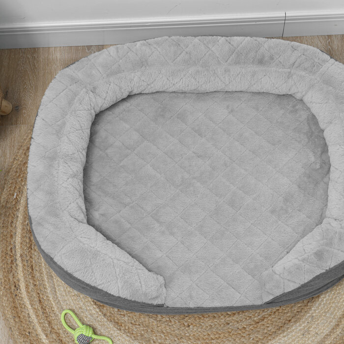 PawHut Dog Bed for Dogs up to 25 kg, Removable Cover, Non-Slip Feet, 90 x 78 x 25 cm, Grey