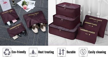 Органайзер для валізи Vicloon, набір 8/6 шт. - пакувальні куби, аксесуари для подорожей, косметички, сумочки для взуття (Бордовий)