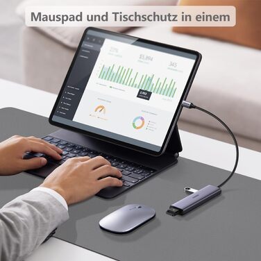 Килимок для столу Zindoo XL 100x40 см антрацит: захист від подряпин, водостійкий, для миші та письма